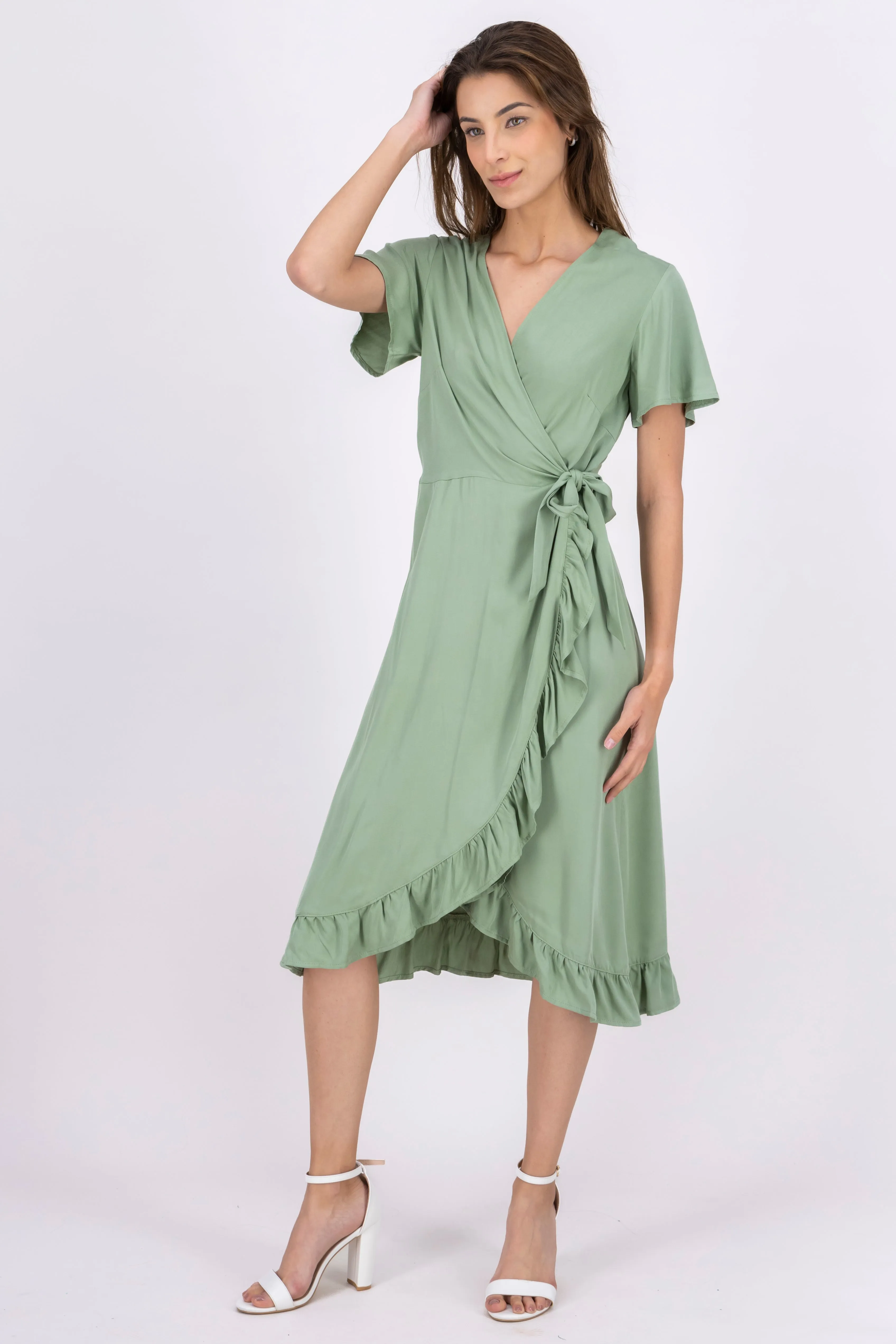 Vestido midi wrap olanes