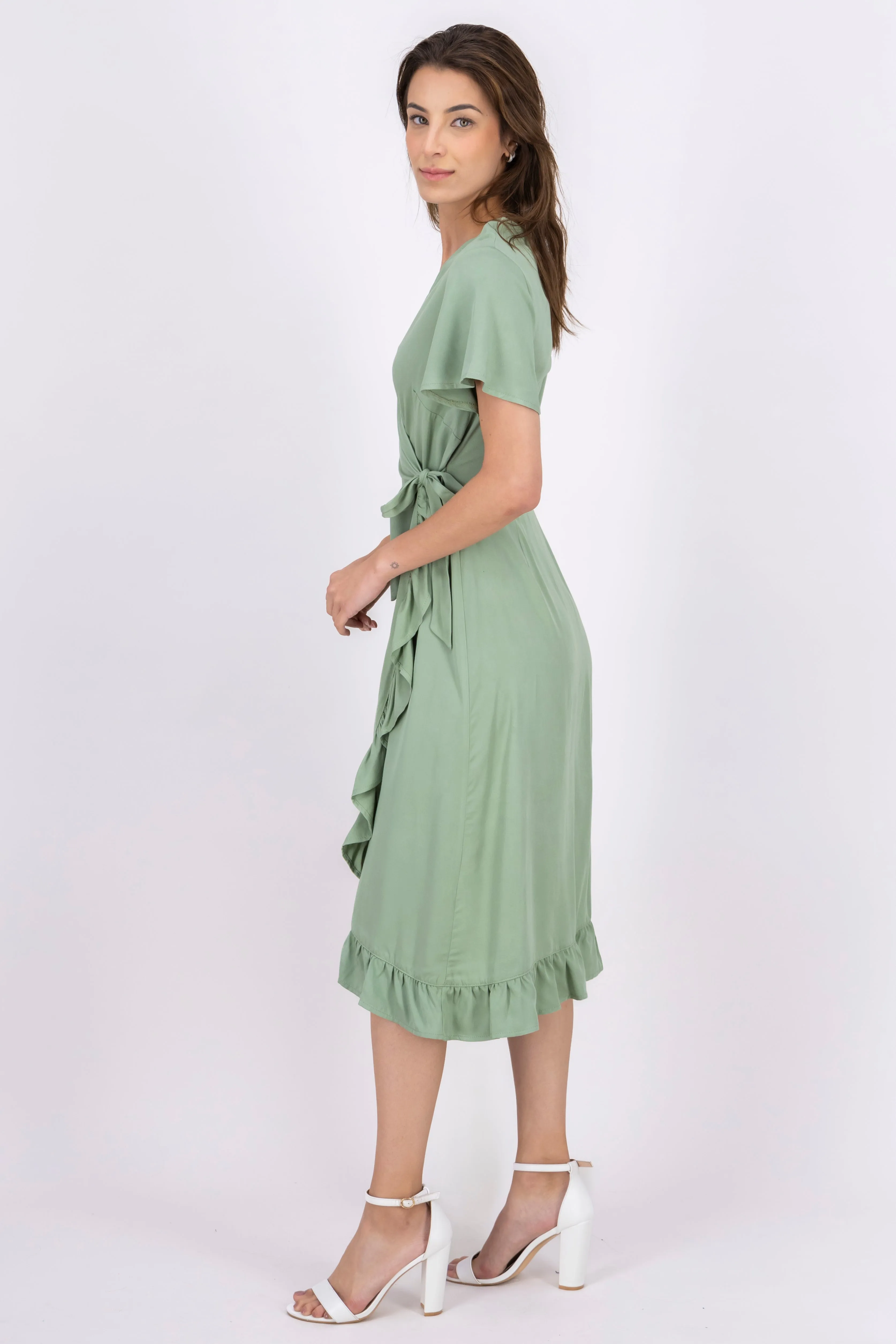 Vestido midi wrap olanes