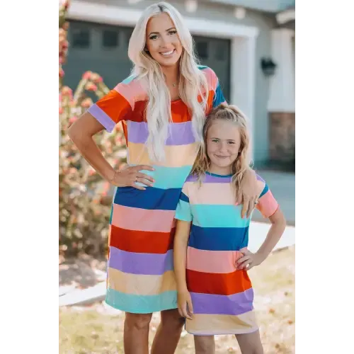 Vibrant Color Block Side Slit Mini Dress for Effortless Style
