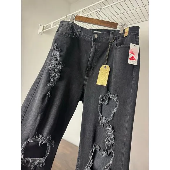 Vibrant m.i.u. Black Denim Jeans Distressed Jeans 3X (20)