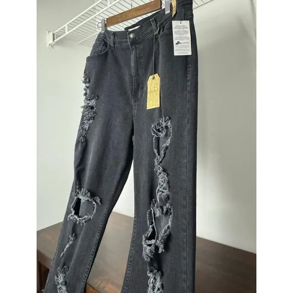 Vibrant m.i.u. Black Denim Jeans Distressed Jeans 3X (20)