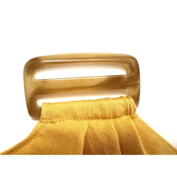 Vince Skirt 10 Side-Buckle Drape A-Line Midi Yellow Viscose Stretch Casual