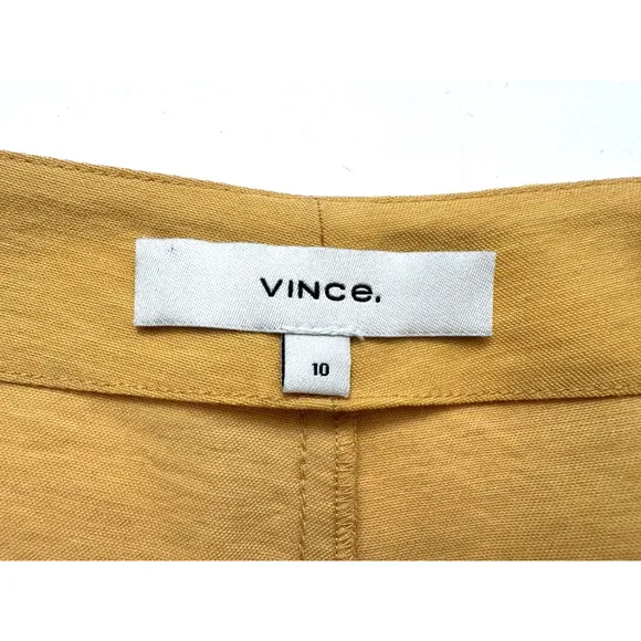 Vince Skirt 10 Side-Buckle Drape A-Line Midi Yellow Viscose Stretch Casual
