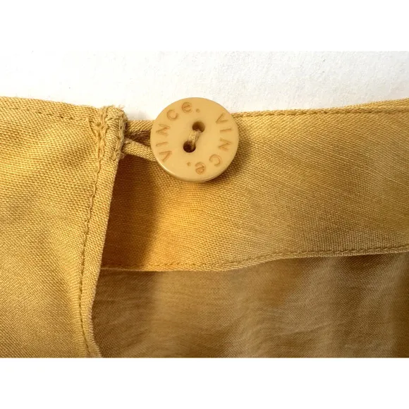 Vince Skirt 10 Side-Buckle Drape A-Line Midi Yellow Viscose Stretch Casual