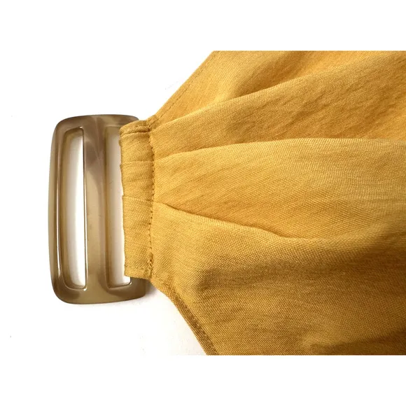 Vince Skirt 10 Side-Buckle Drape A-Line Midi Yellow Viscose Stretch Casual