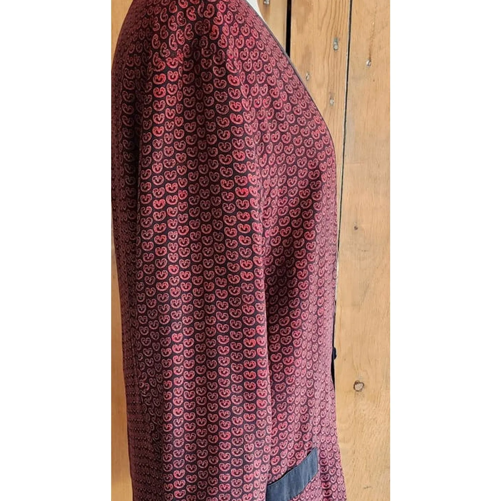 Vintage 90s Red Silk Jacket Printed Blazer by GoSilk / M