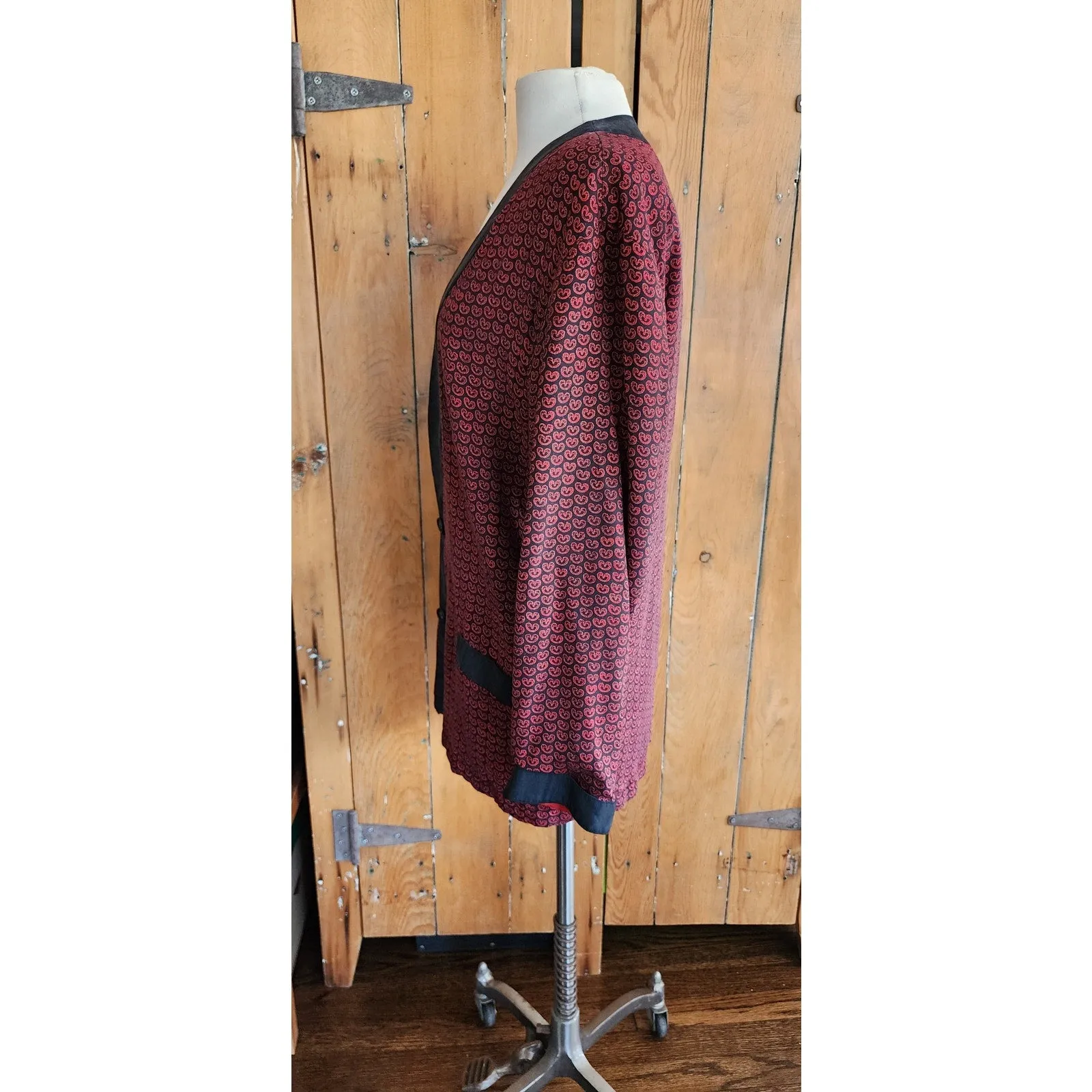 Vintage 90s Red Silk Jacket Printed Blazer by GoSilk / M