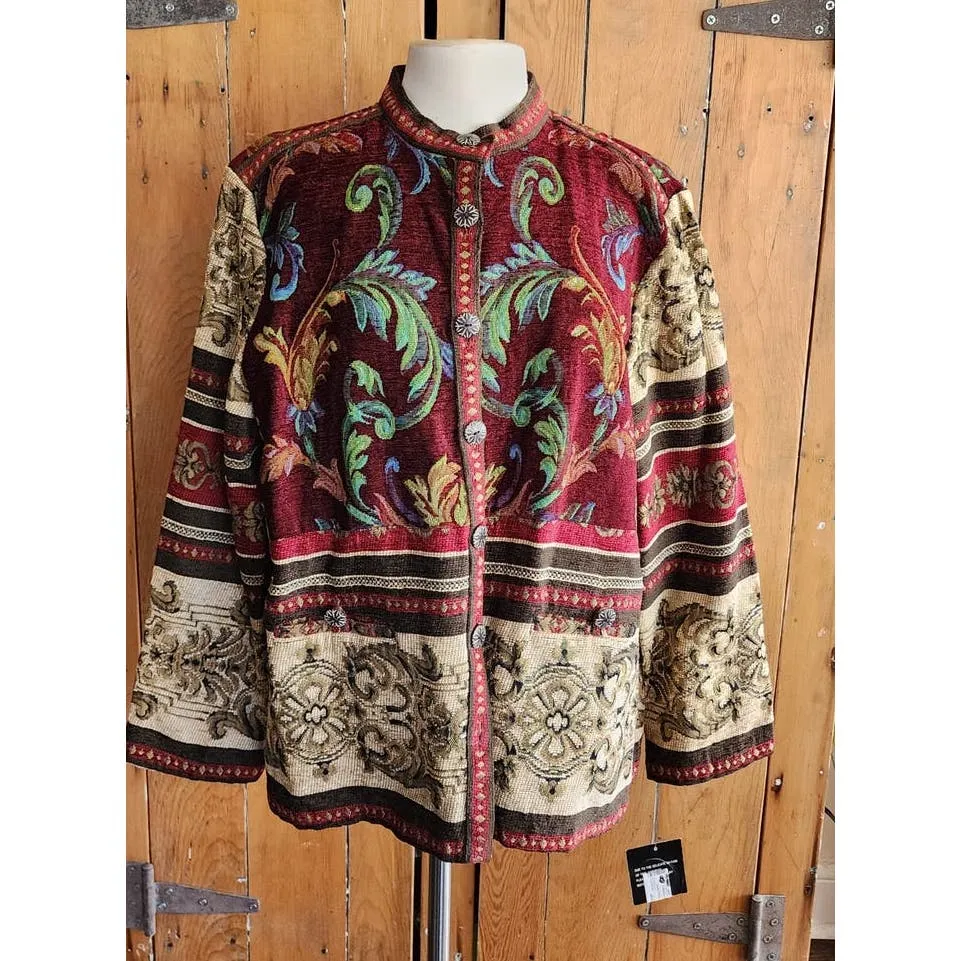 Vintage 90s Tapestry Weave Jacket Sag Harbor