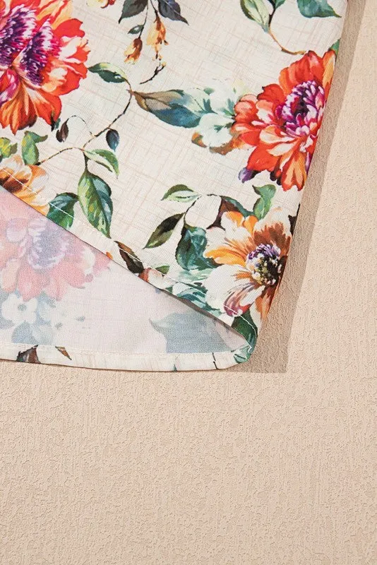 Vintage Boho Ruffle Rose Floral Mini Short Dress