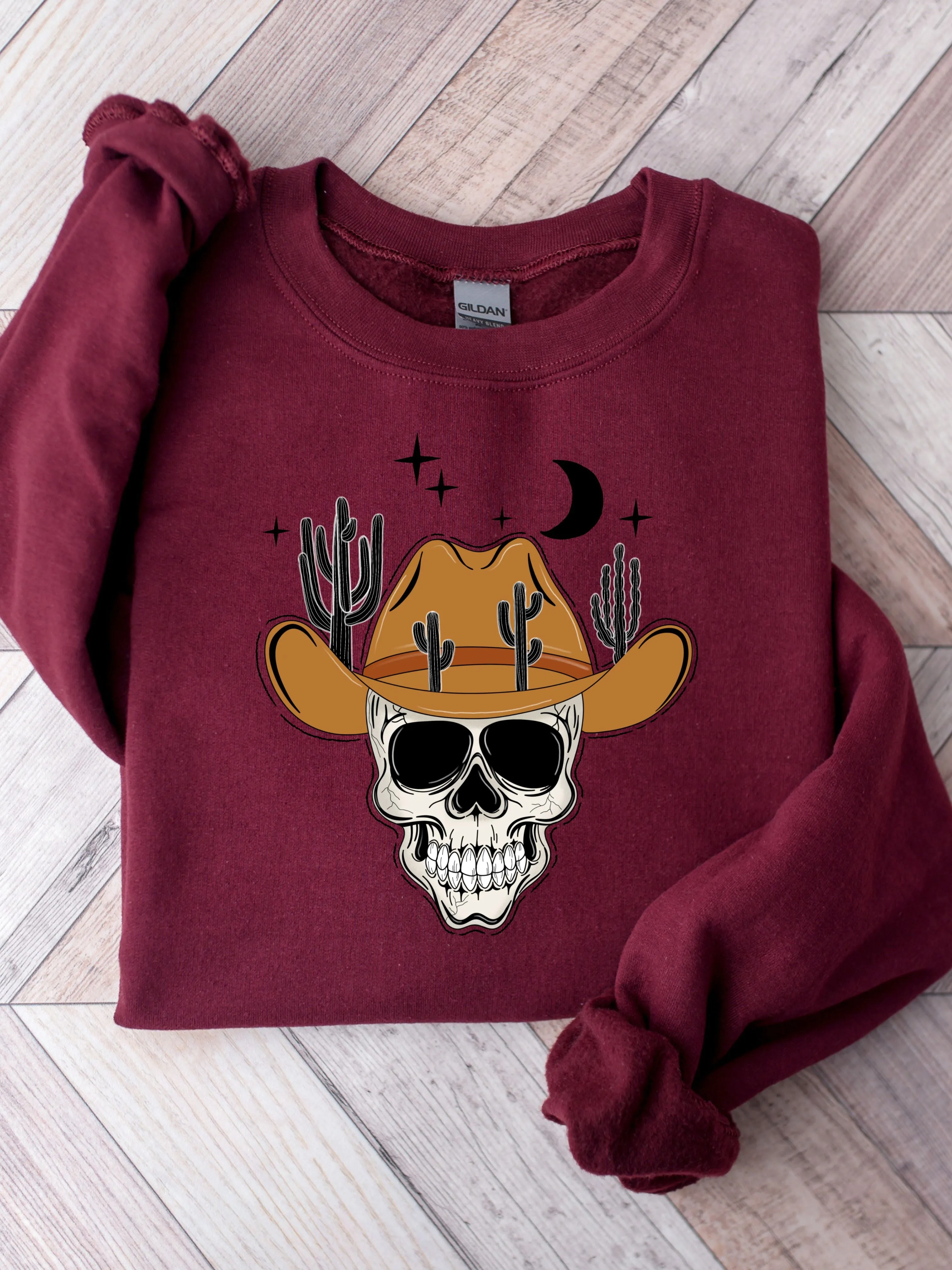 Western Skull Tee or Crewneck