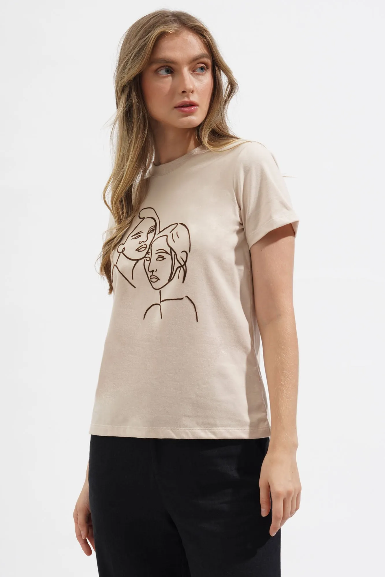 Women Line Art Graphic Tee