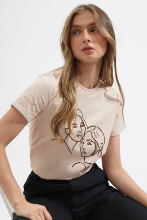 Women Line Art Graphic Tee