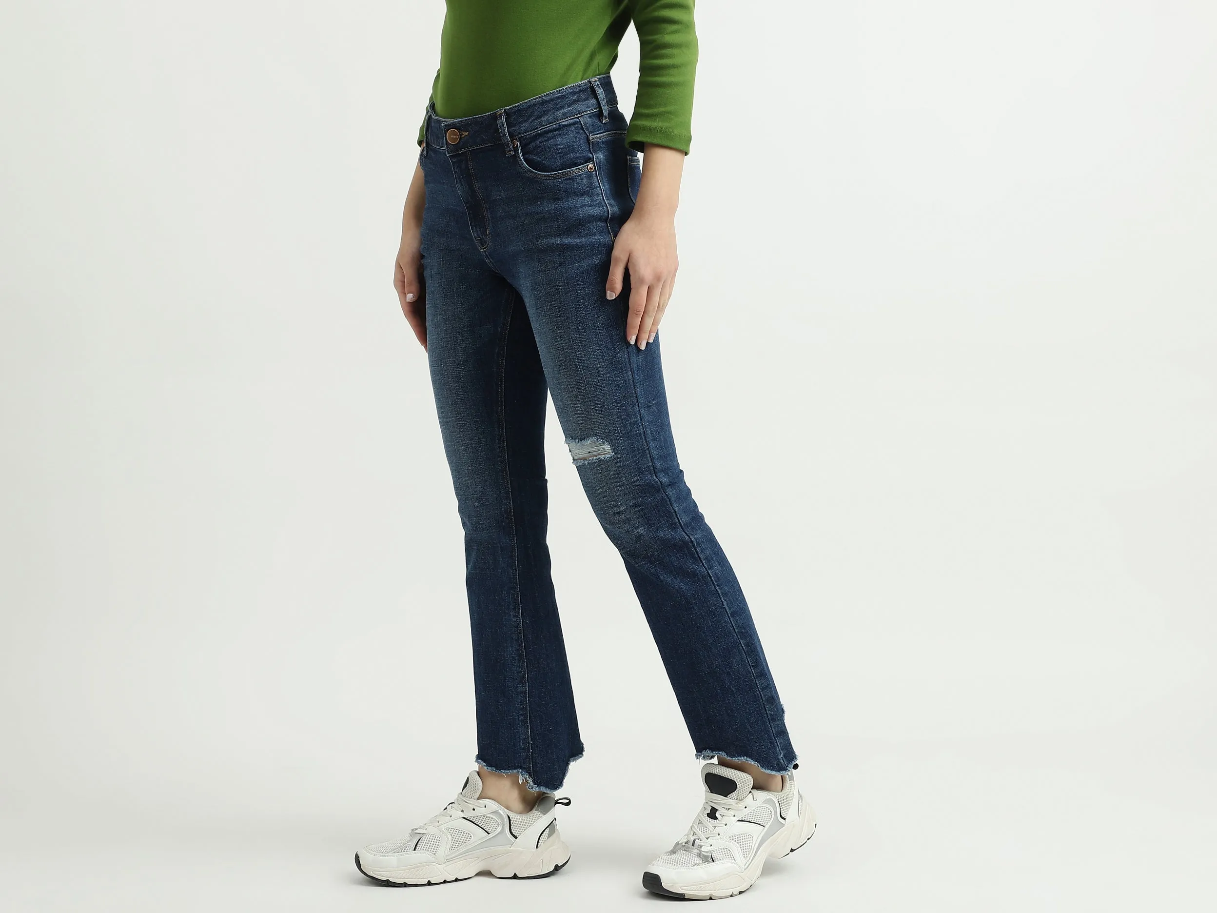 Women Solid Boot Cut Jeans