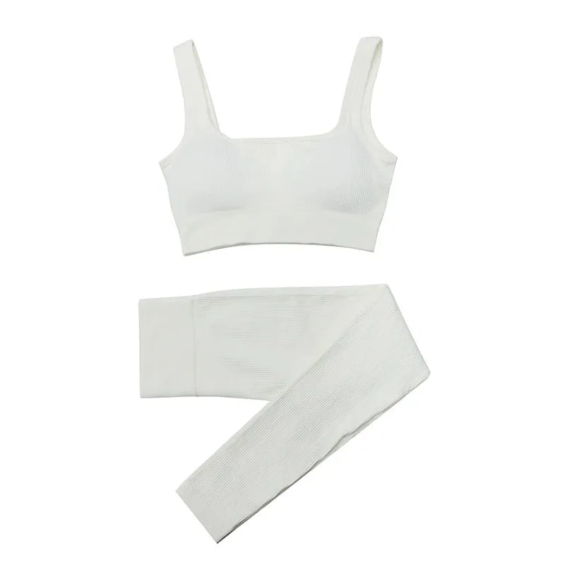 Women's 2-Piece Tracksuit Workout Set - High Waist Seamless Yoga Outfit