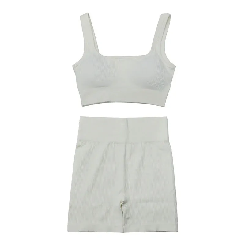 Women's 2-Piece Tracksuit Workout Set - High Waist Seamless Yoga Outfit