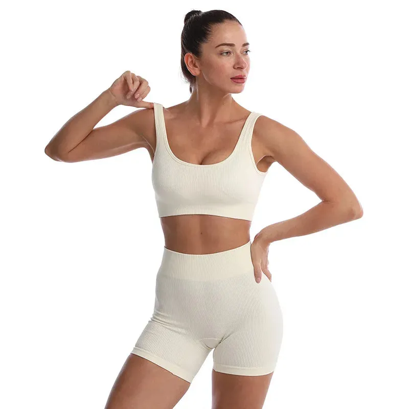 Women's 2-Piece Tracksuit Workout Set - High Waist Seamless Yoga Outfit