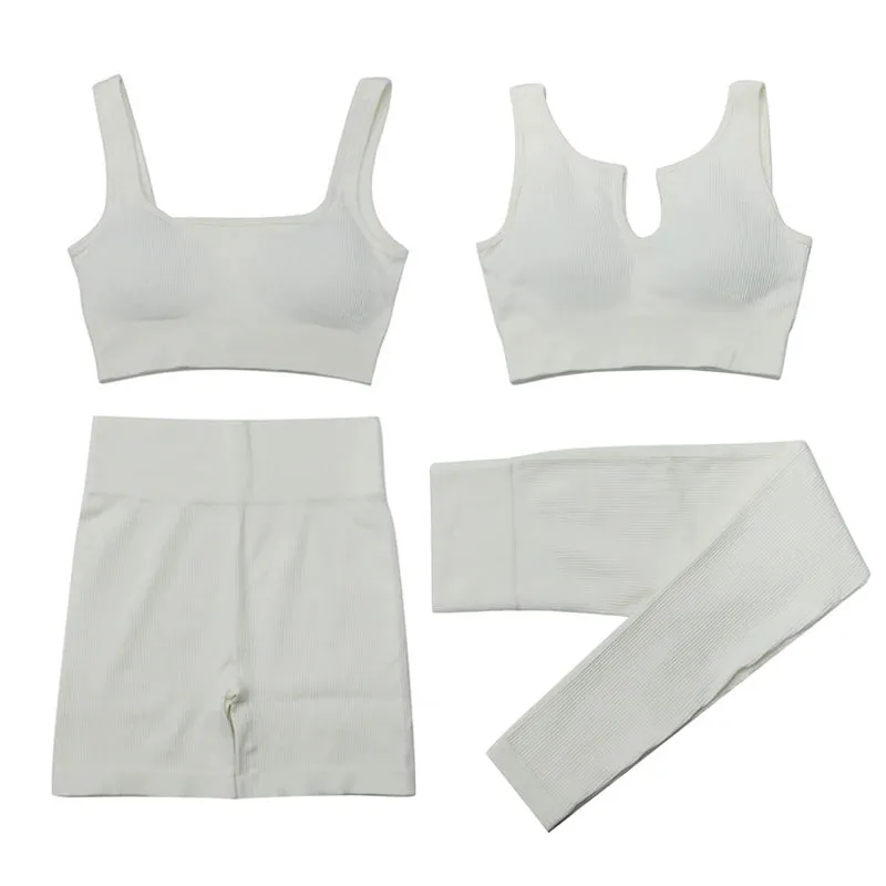 Women's 2-Piece Tracksuit Workout Set - High Waist Seamless Yoga Outfit