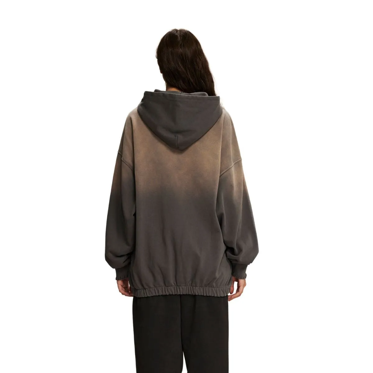 Women's Acid Wash Elastic Hem Hoodie