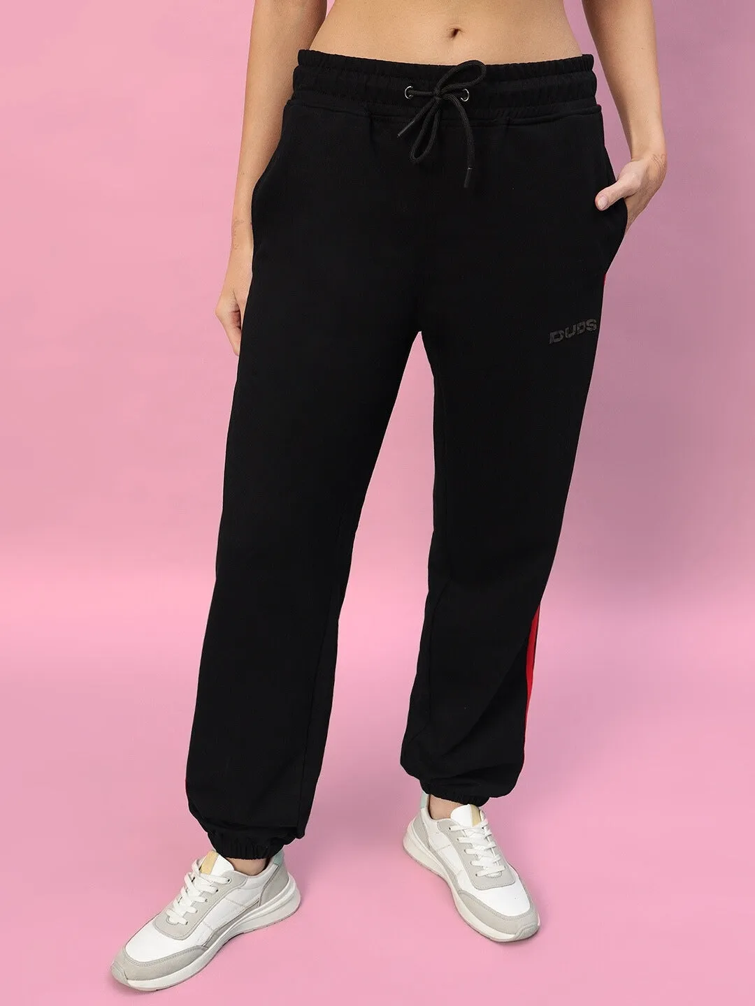 WOMEN'S DUDS RAINBOW COLORFUL STRIPE JOGGERS (BLACK)