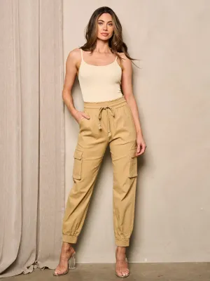WOMEN'S ELASTIC WAIST CARGO JOGGER PANTS