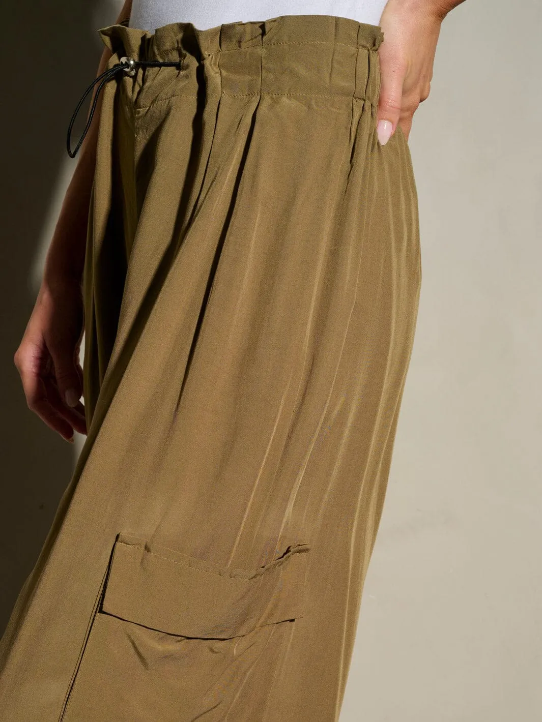 WOMEN'S ELASTIC WAIST SELF TIE JOGGER LEGS POCKETS PANTS