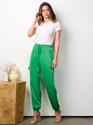 WOMEN'S ELASTIC WASIT CARGO POCKETS JOGGER PANTS