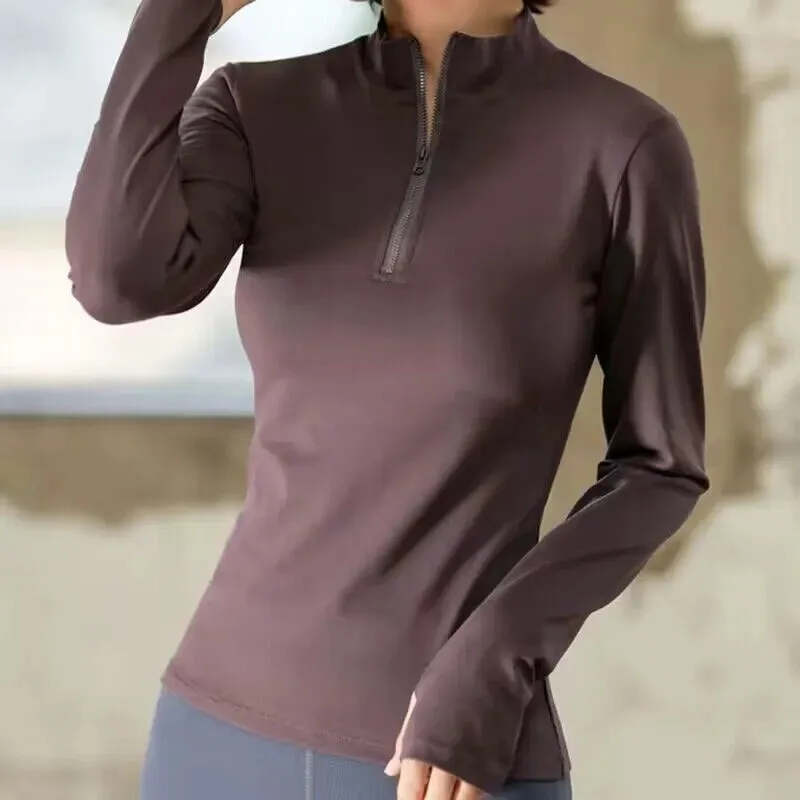Women's Long Sleeve Yoga Shirt - Fitness Gym Top - Push Up Running Sports Wear