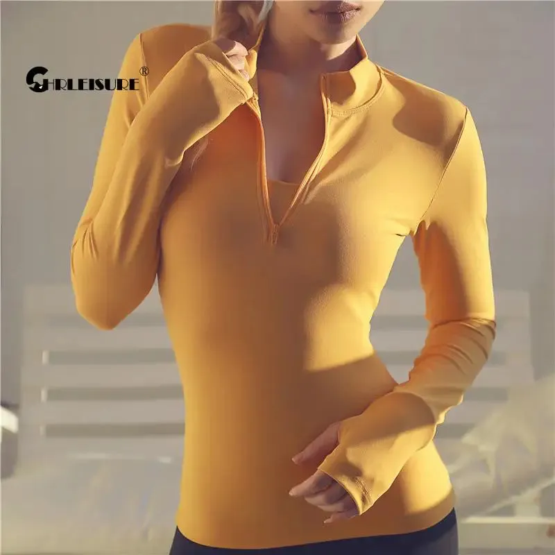 Women's Long Sleeve Yoga Shirt - Fitness Gym Top - Push Up Running Sports Wear