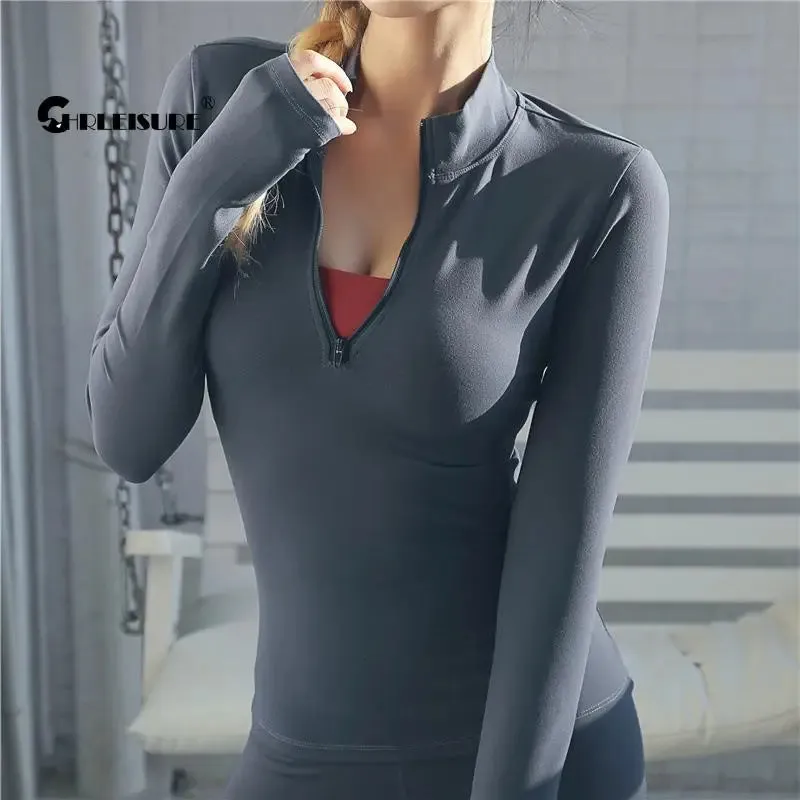 Women's Long Sleeve Yoga Shirt - Fitness Gym Top - Push Up Running Sports Wear