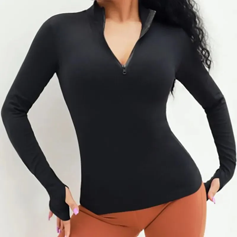 Women's Long Sleeve Yoga Shirt - Fitness Gym Top - Push Up Running Sports Wear