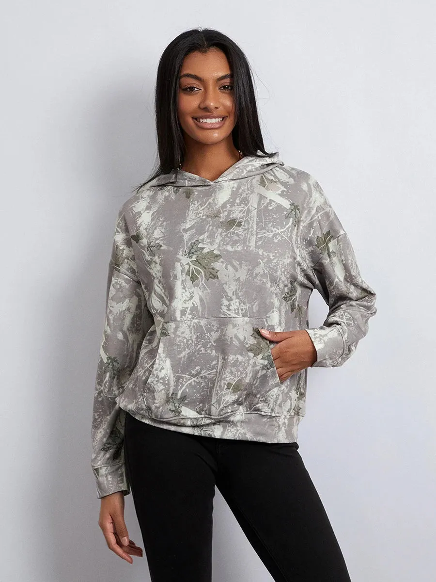 Women’s Oversized Hoodies Fashion Long Sleeve Leaf Print Baggy Sweatshirts Streetwear