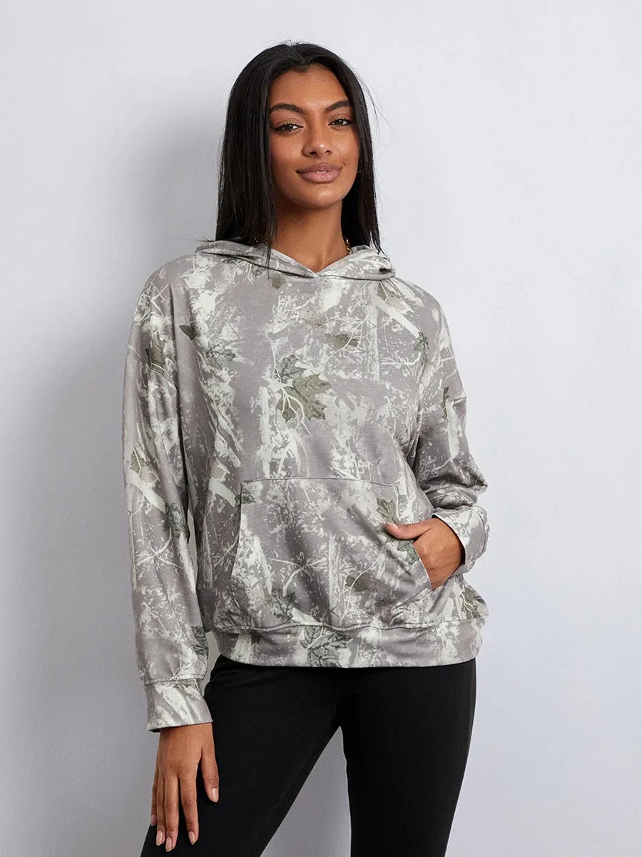 Women’s Oversized Hoodies Fashion Long Sleeve Leaf Print Baggy Sweatshirts Streetwear