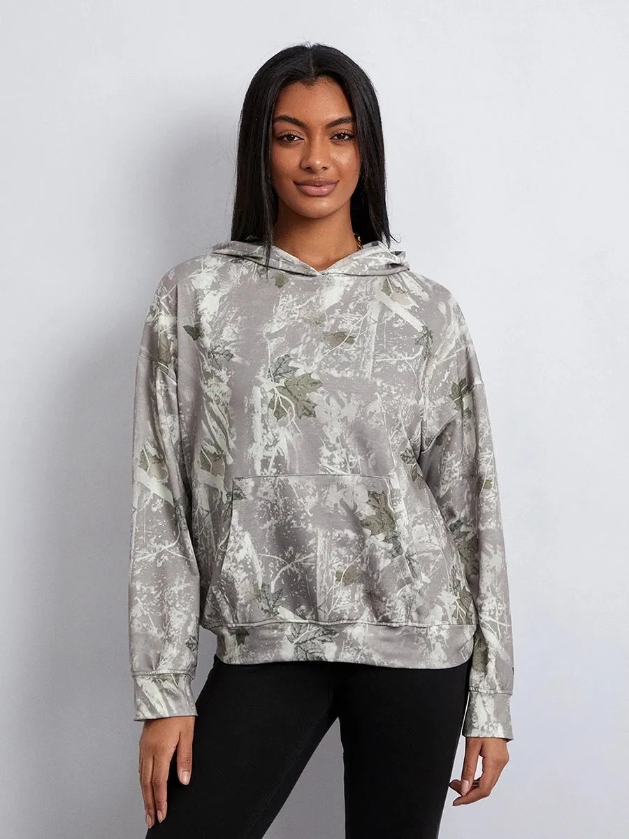 Women’s Oversized Hoodies Fashion Long Sleeve Leaf Print Baggy Sweatshirts Streetwear