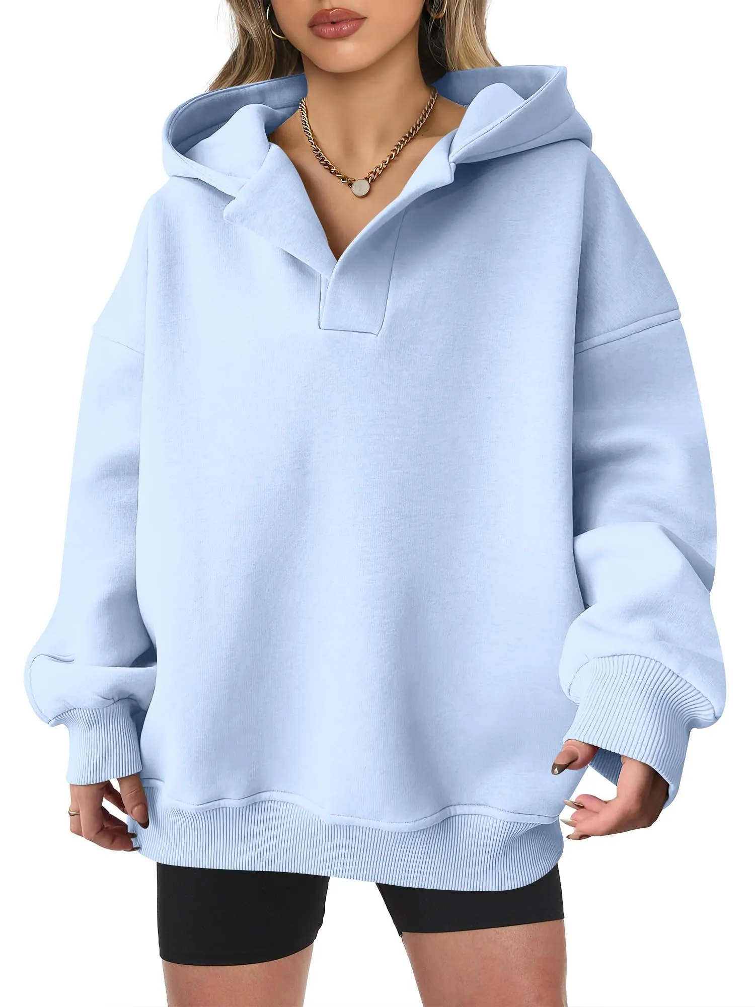 Women's Oversized V-Neck Hooded Pullover (Buy 2 Free Shipping)