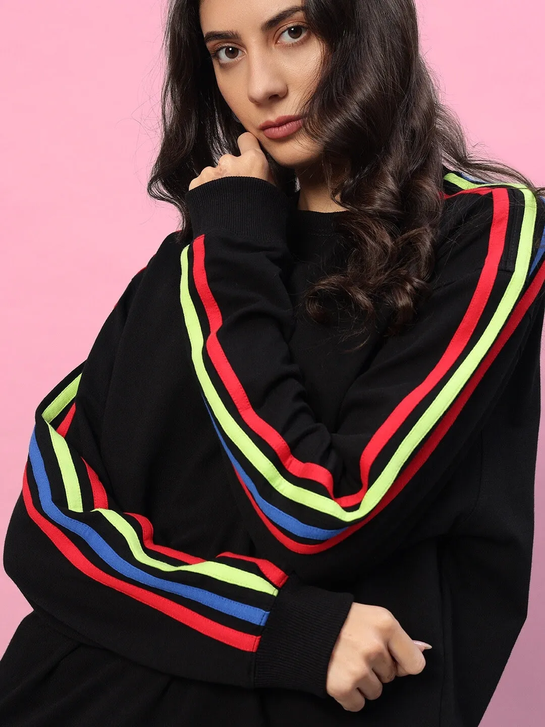 Women's Rainbow Oversized CO-Ord Set (Black)