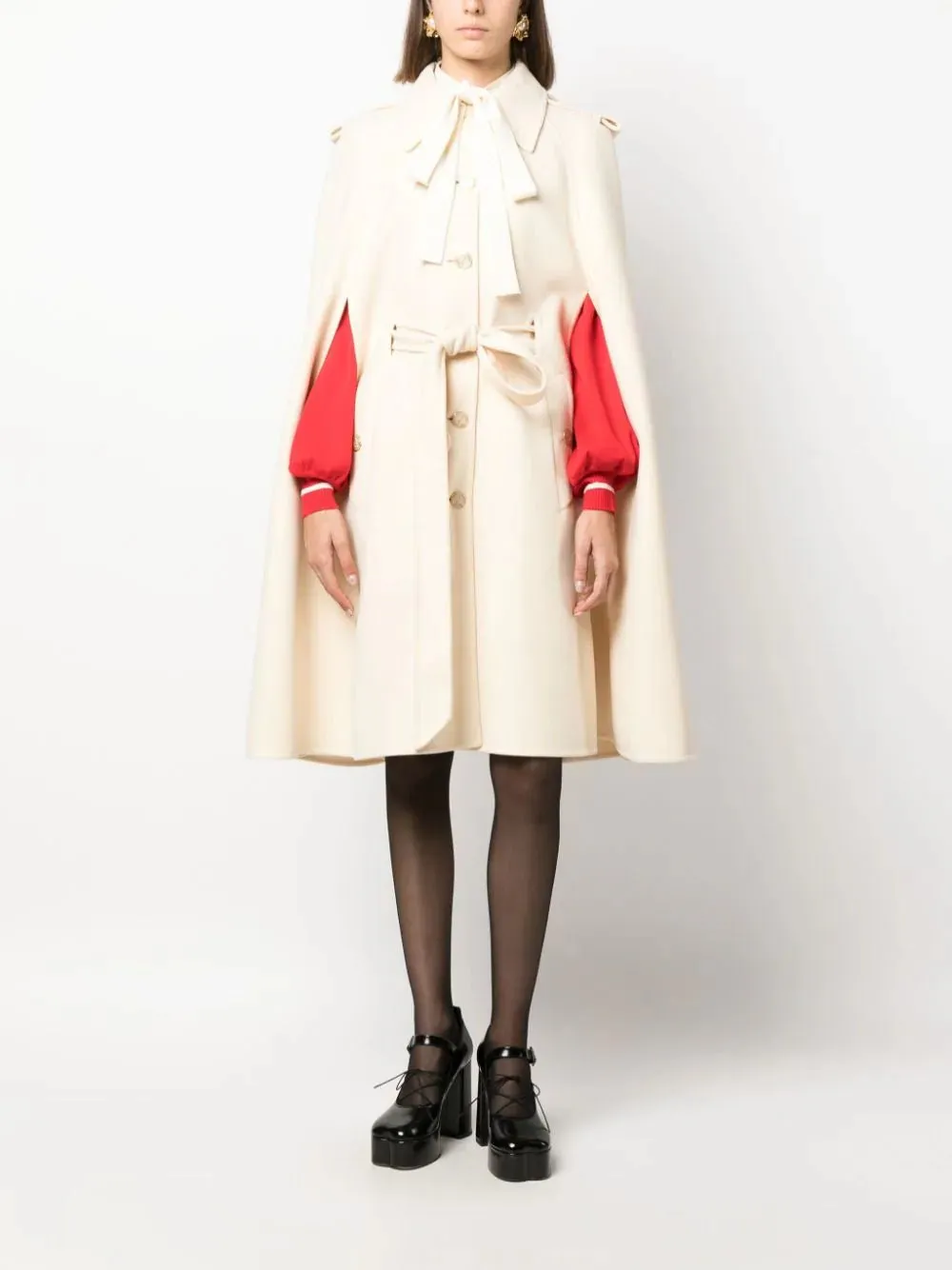 Wool Coat with Cape Sleeves