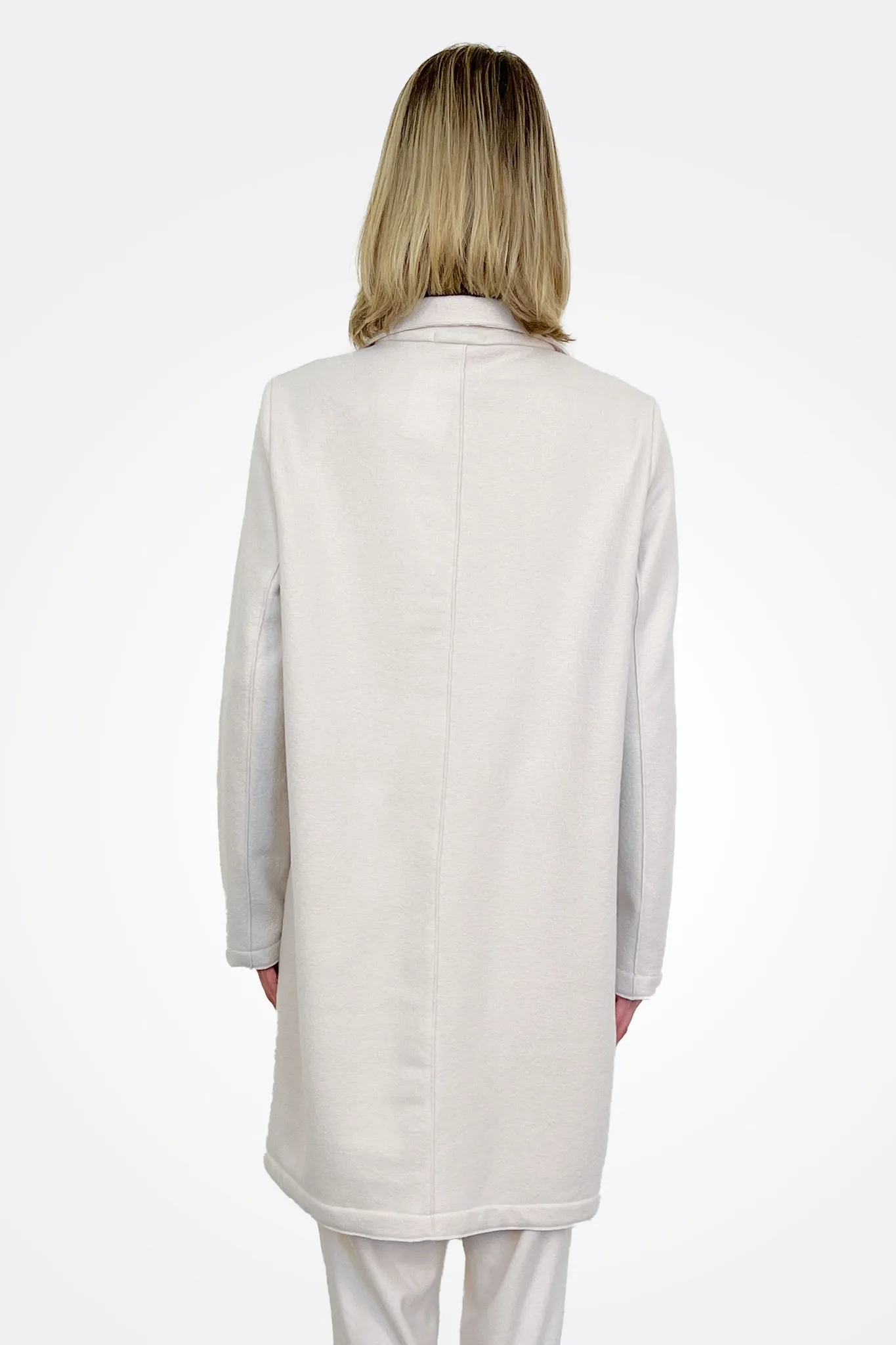Woollen Cloth Zipped Coat - Ice