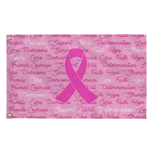 Words of Hope Pink Ribbon Flag - Pink