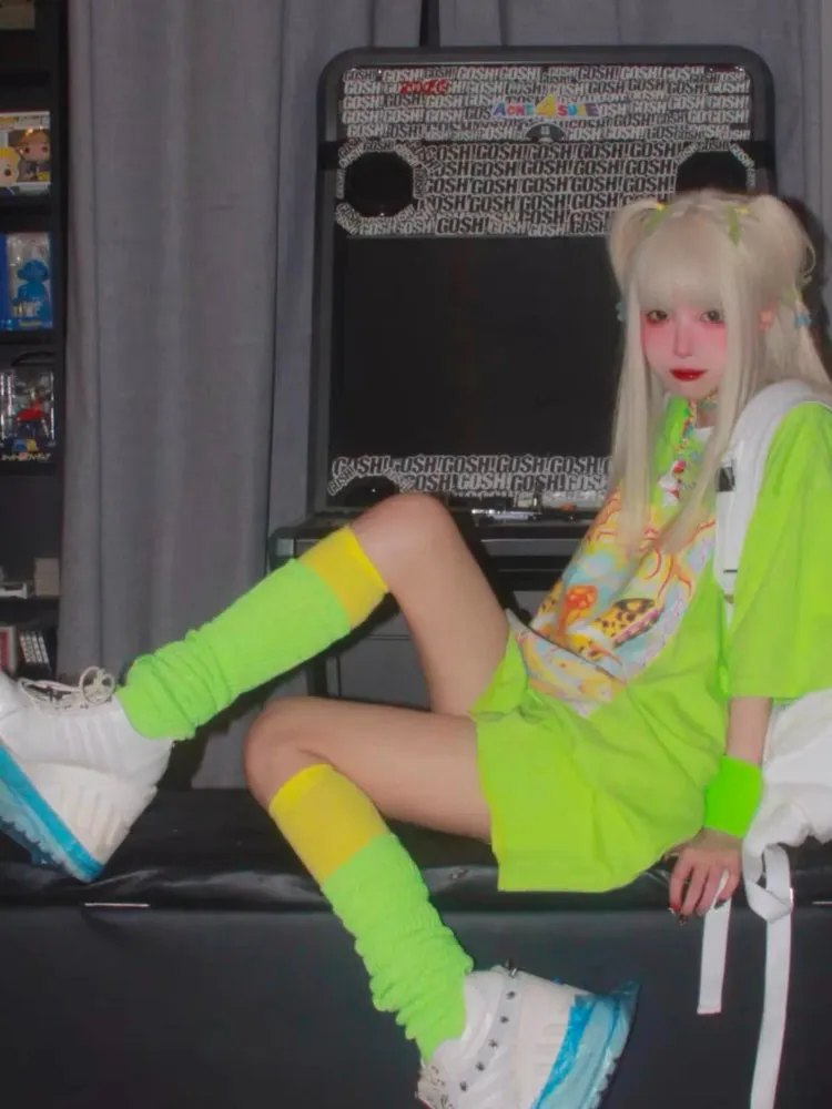 Y2K Cyber Butterfly Neon Tee