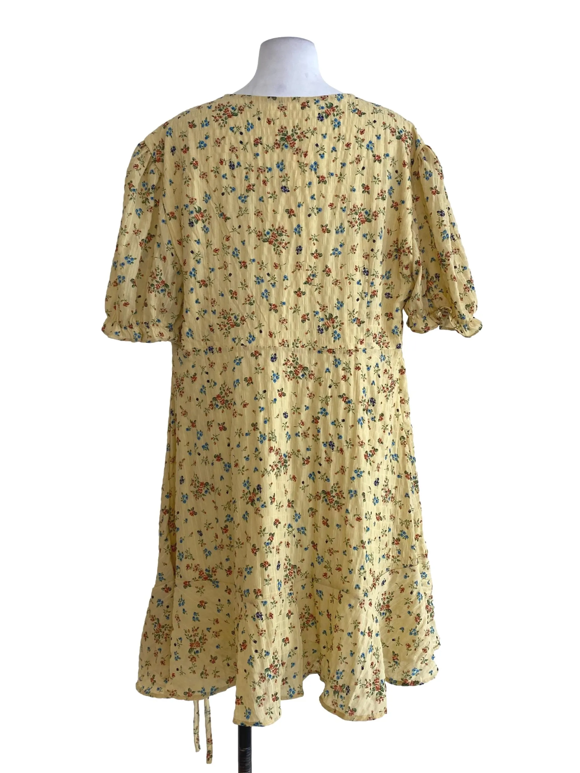 Yellow Floral Wrap Dress