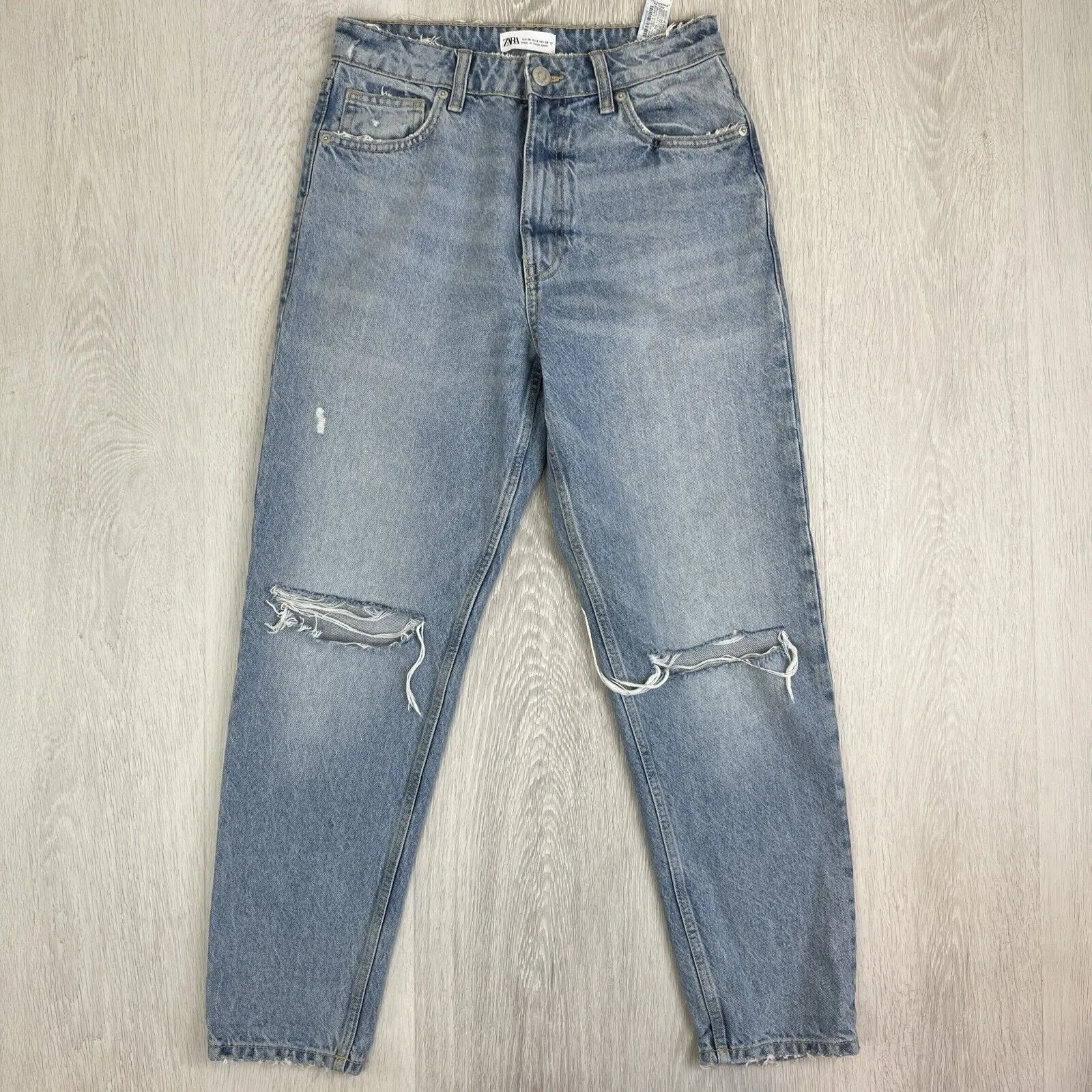 Zara Womens Blue Denim Relaxed Fit Jeans Size 6 US