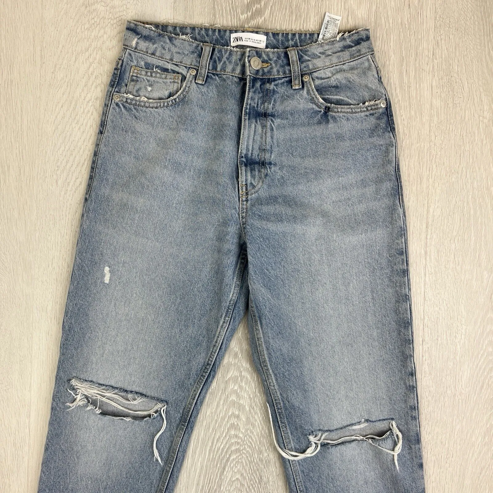 Zara Womens Blue Denim Relaxed Fit Jeans Size 6 US